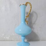 antique blue opaline and gilded brass vase Murano Italy