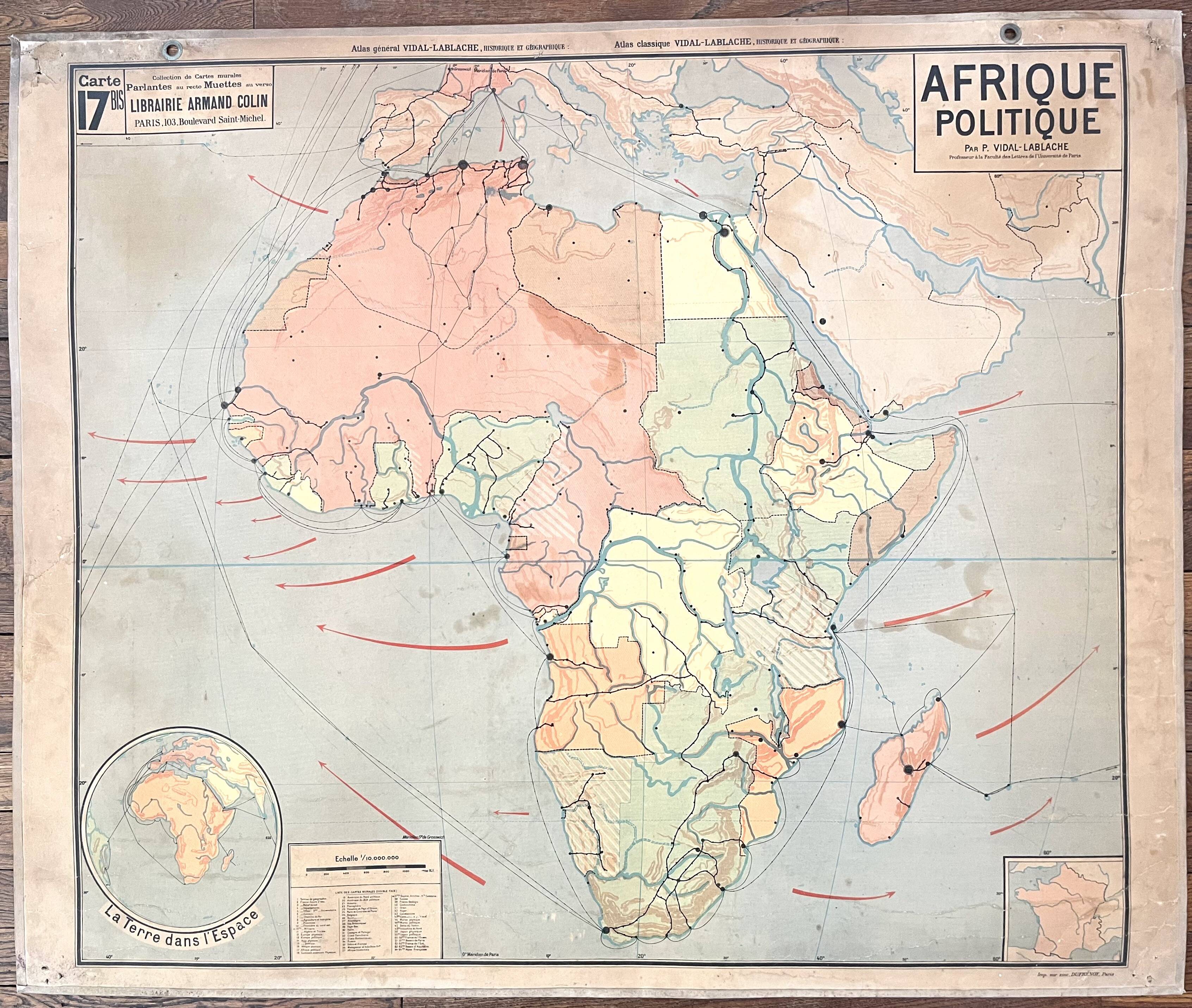 🌍 Old school map Vidal-Lablache 17, 1930 - Africa, colonies
