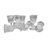 9 chiseled glass foot glasses