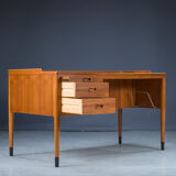 Asymmetrical Mid-Century Teak Desk with Bar, 1960s