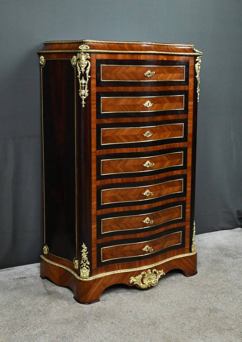 Secretary in precious wood marquetry, Napoleonic III period – Mid 19th century