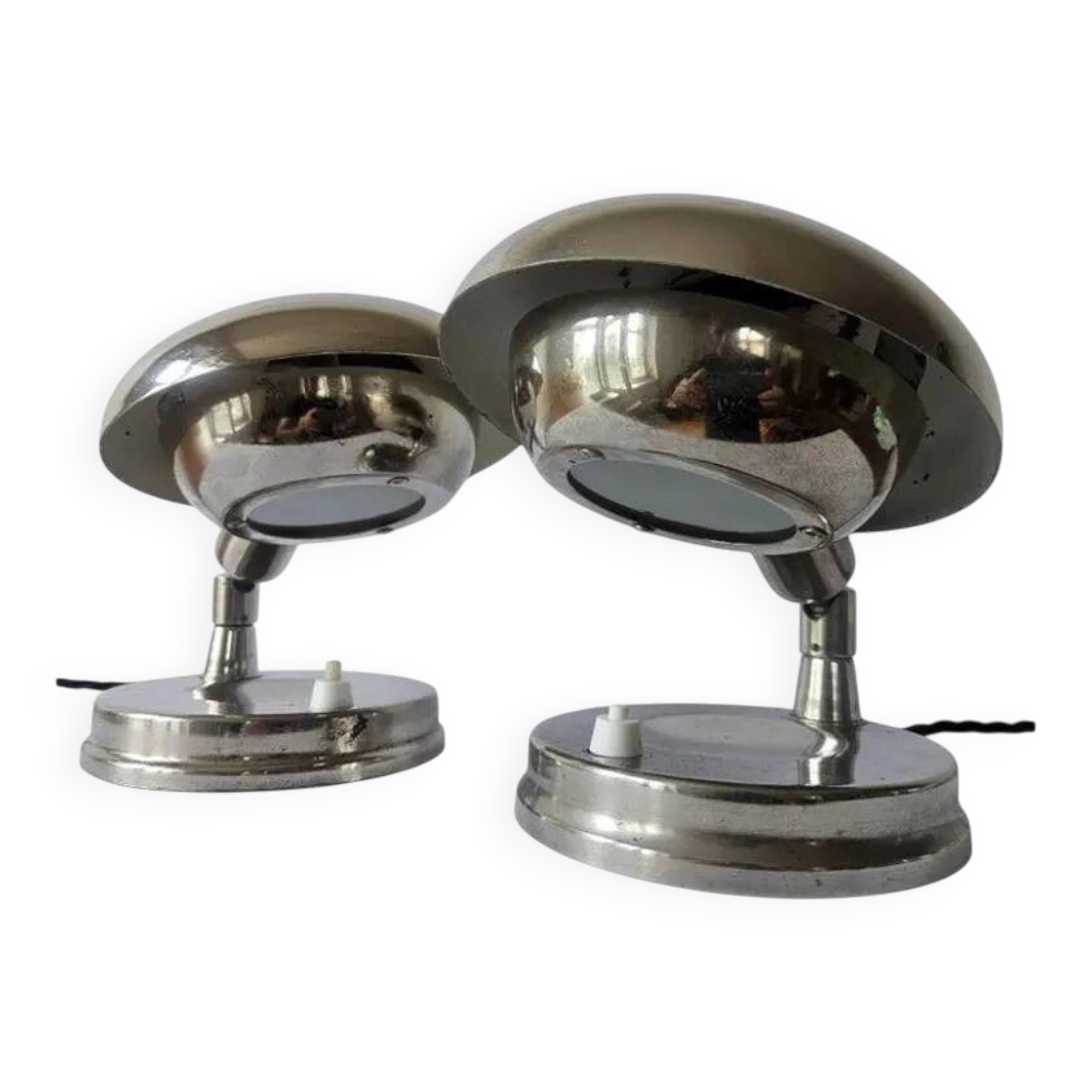 Pair of Very Rare Bauhaus Chrome Table Lamps, Art Deco, Franta Anyz, 1930s