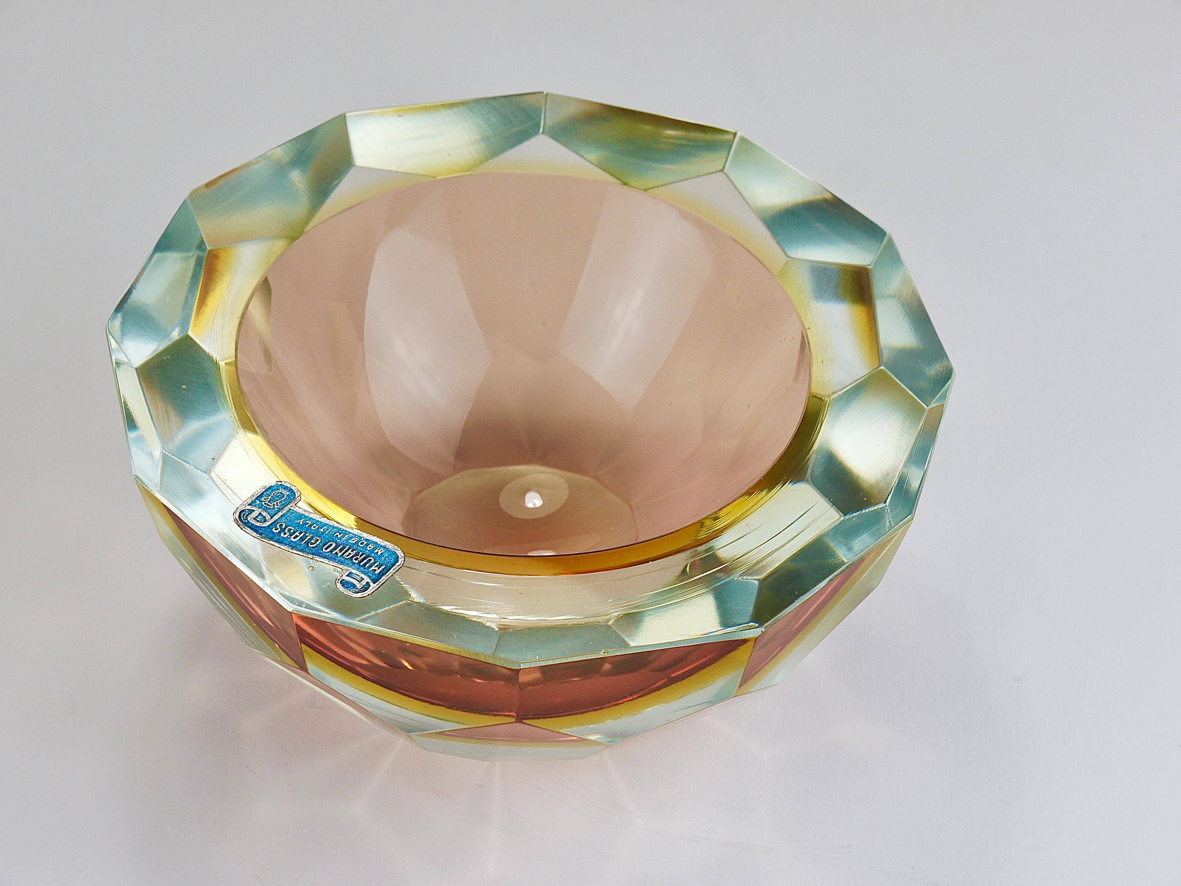 Large Faceted Murano Glass Bowl for Caviar, Italy, 1960s