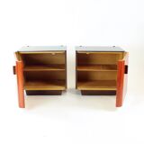 Ensemble de 2 tables de chevet en verre noir, Tchécoslovaquie, années 1960