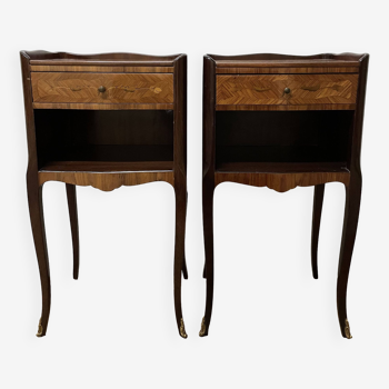 Pair of louis xv style bedside tables, 20th century