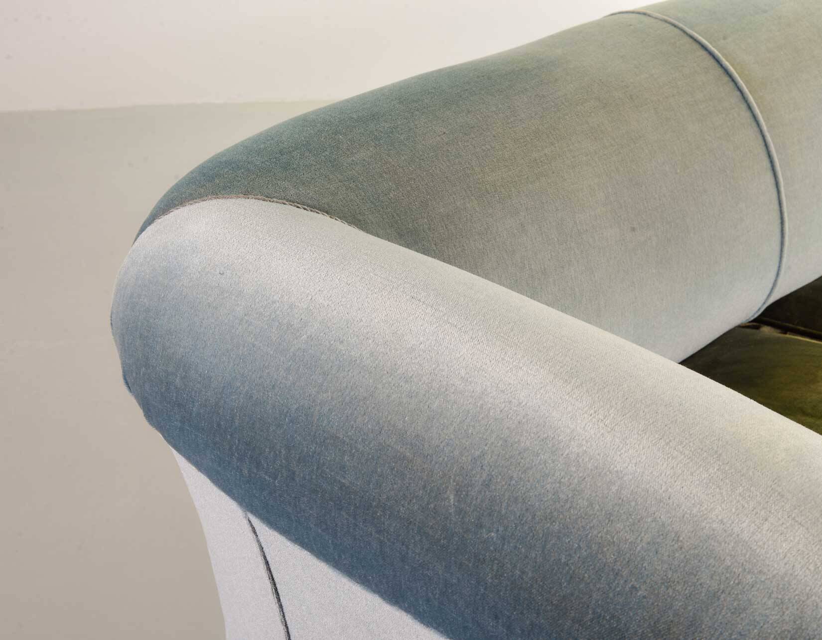 Chesterfield Duotone 2-Seat Sofa in Frosted Blue & Green Velvet 1950s