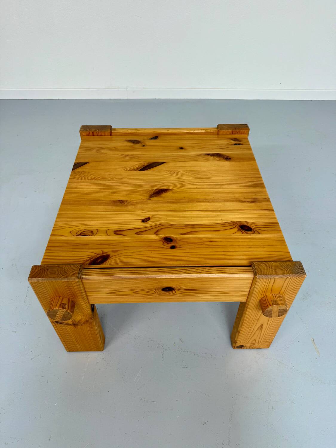 Vintage brutalist coffee table Swedish pine design Yngve Ekström Swedese
