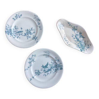 Lot de 2 assiettes plates Longwy « Mignon » et ravier