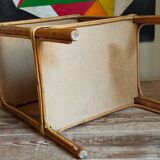 Side service table in wood and rattan 50s