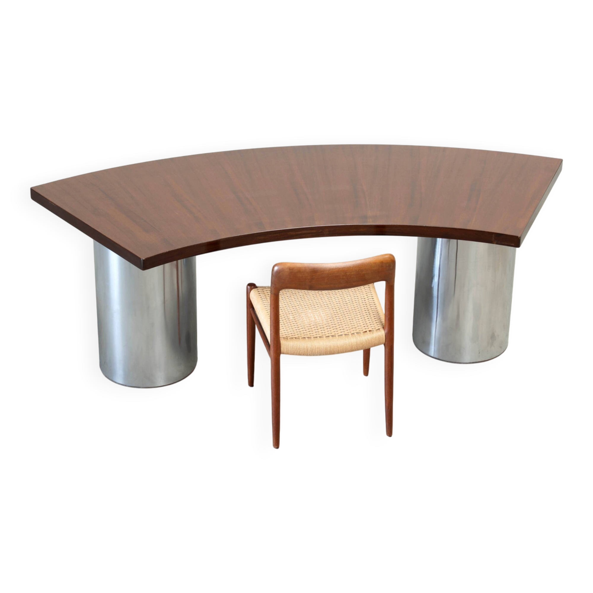 Italian walnut and chrome desk