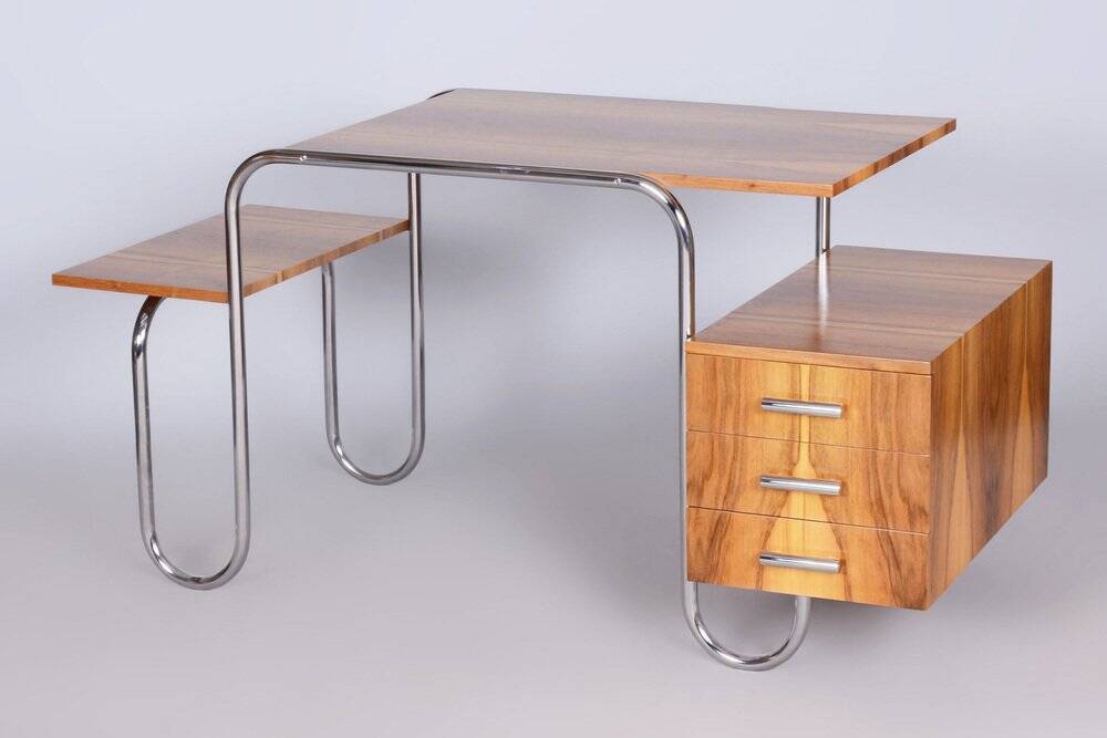 Czech Bauhaus Walnut Writing Desk by André Lurcat, 1930s
