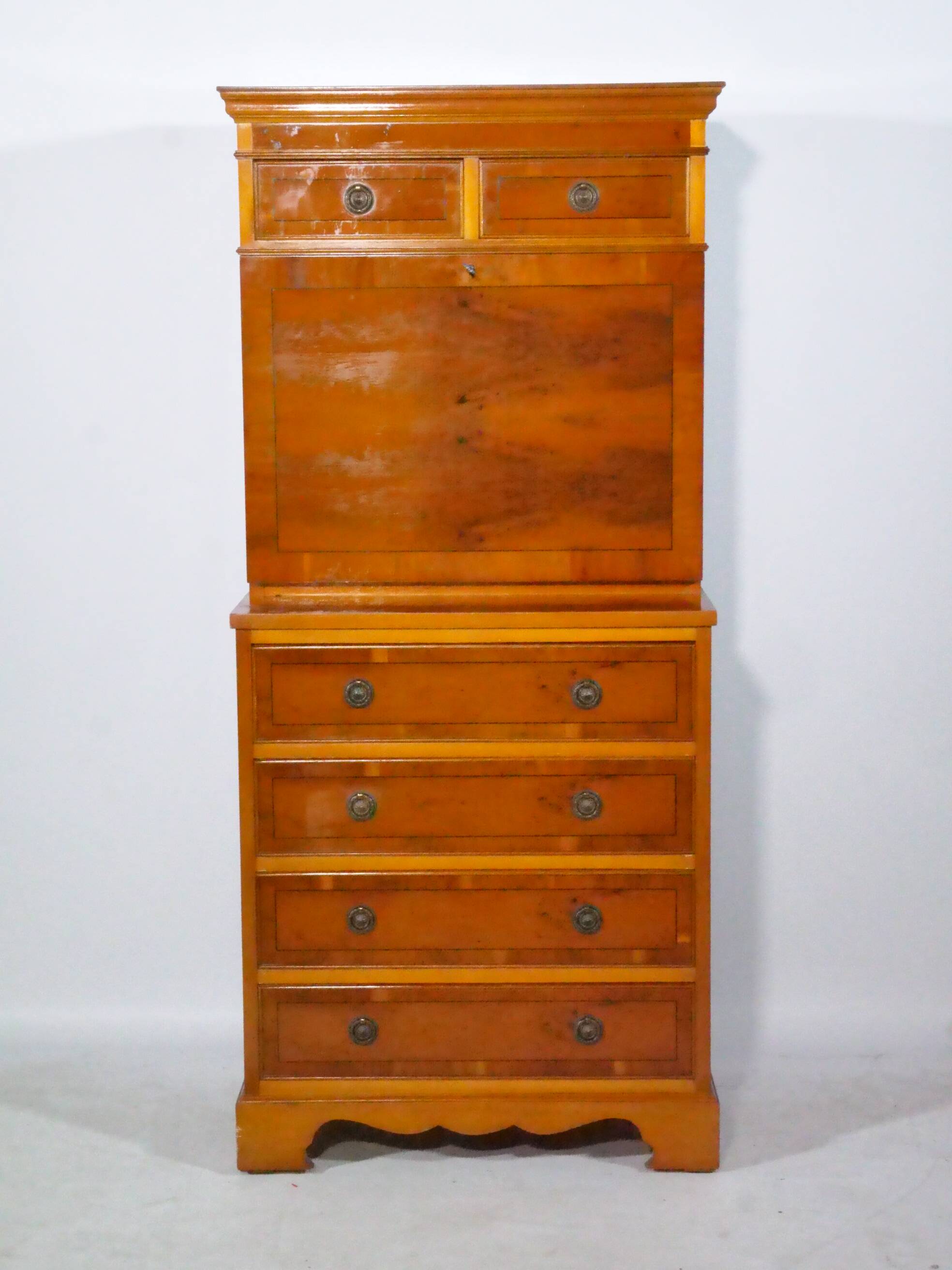 Antique Secretary Walnut Vintage Chest of Drawers