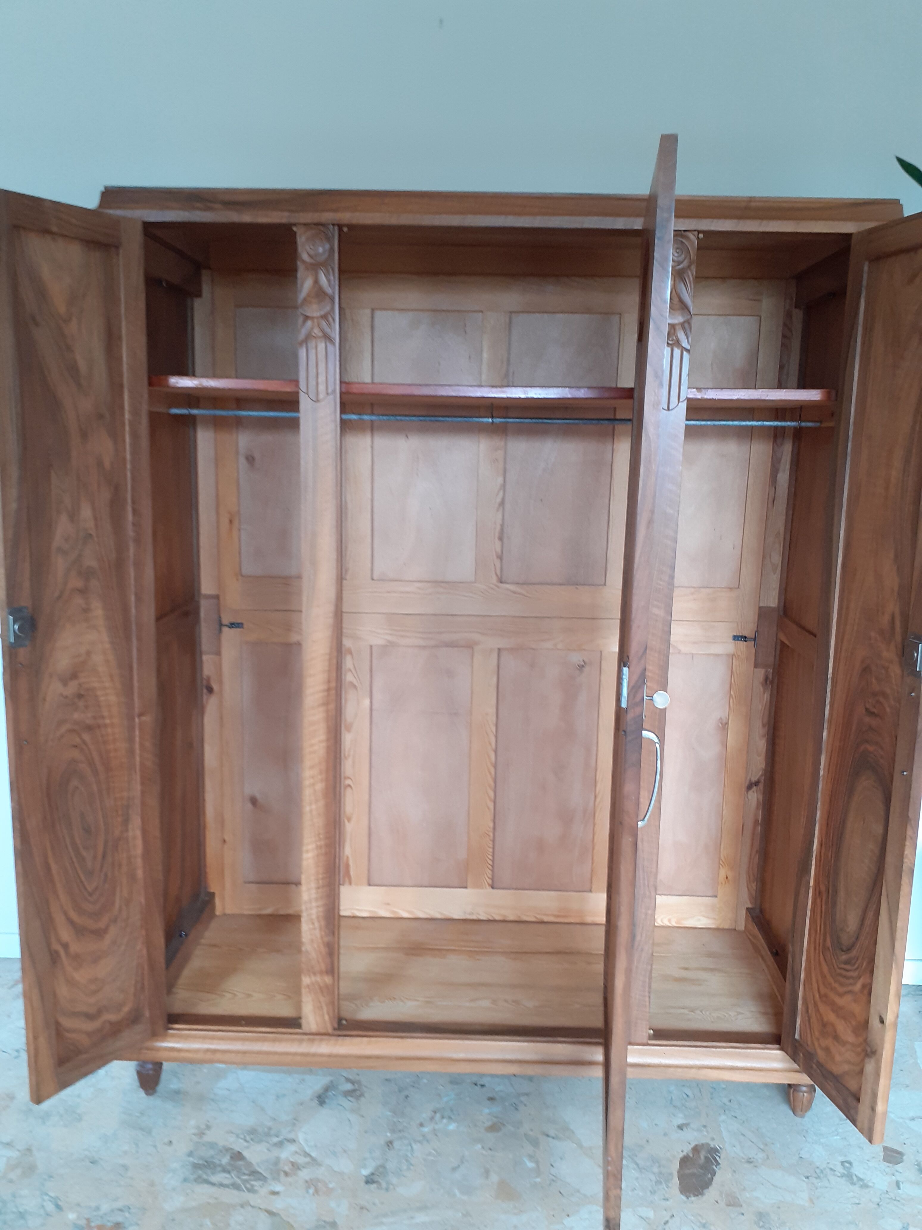 Art Deco walnut wardrobe
