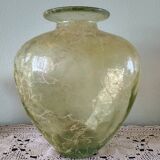 Large heart-shaped vase - glass & resin ribbed applications
