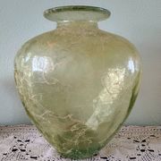 Large heart-shaped vase - glass & resin ribbed applications