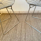 Pair of Harry Bertoia chair for Knoll vintage chrome steel 80s