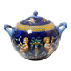 Large Gien blue sugar bowl or candy dish, Renaissance model