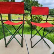 Ensemble table et duo chaises pliantes camping vintage 1970