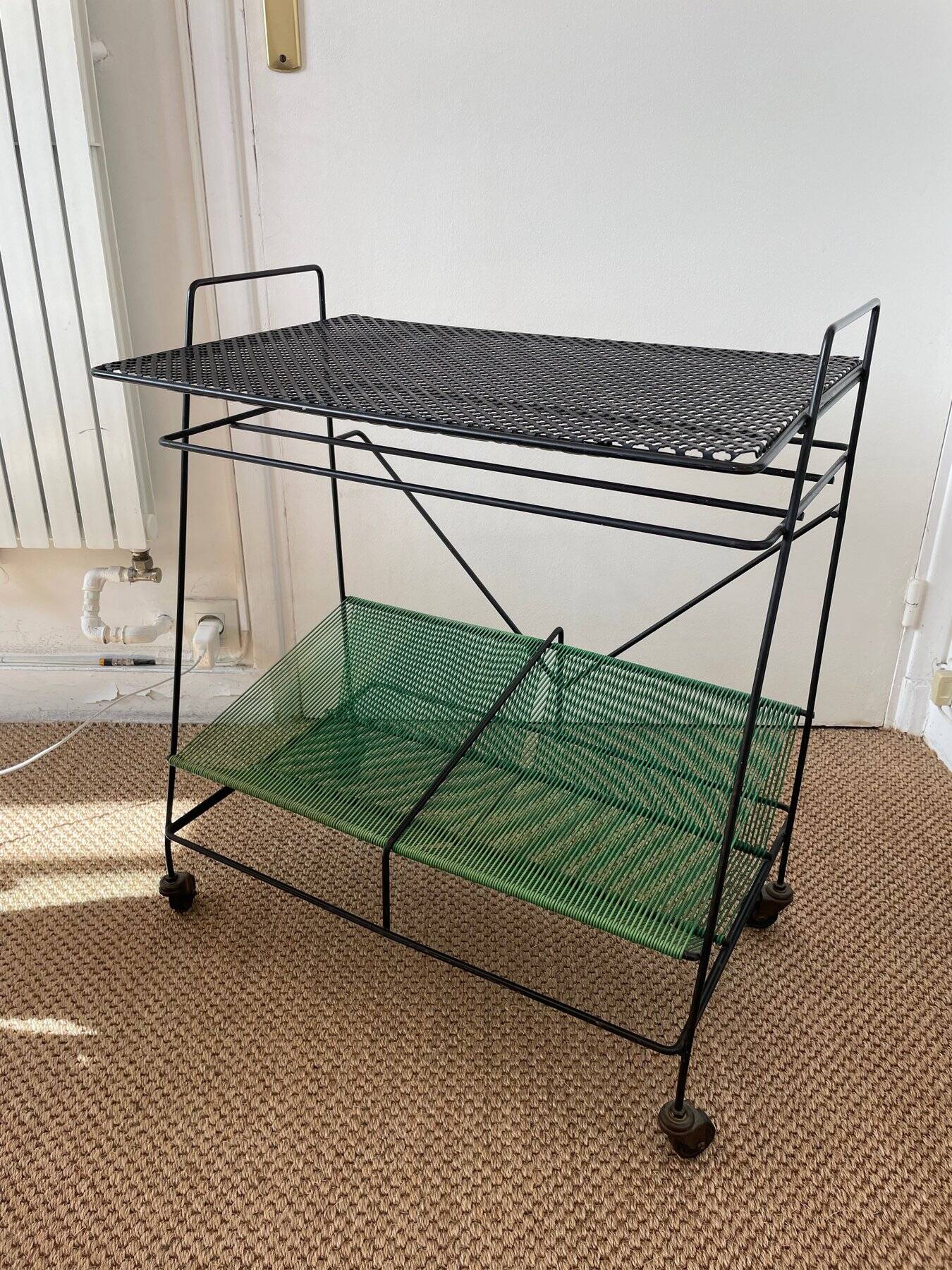 Side table • Vintage serving trolley • Vinyl record holder