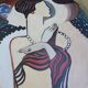 Mid-century modern expressionist oil painting nude from the 1960s.