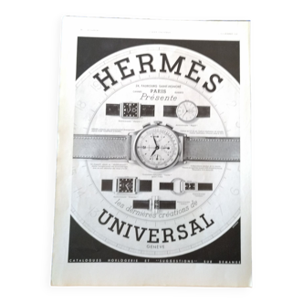 A 1937 period paper advertisement from a period magazine: Hermès watches