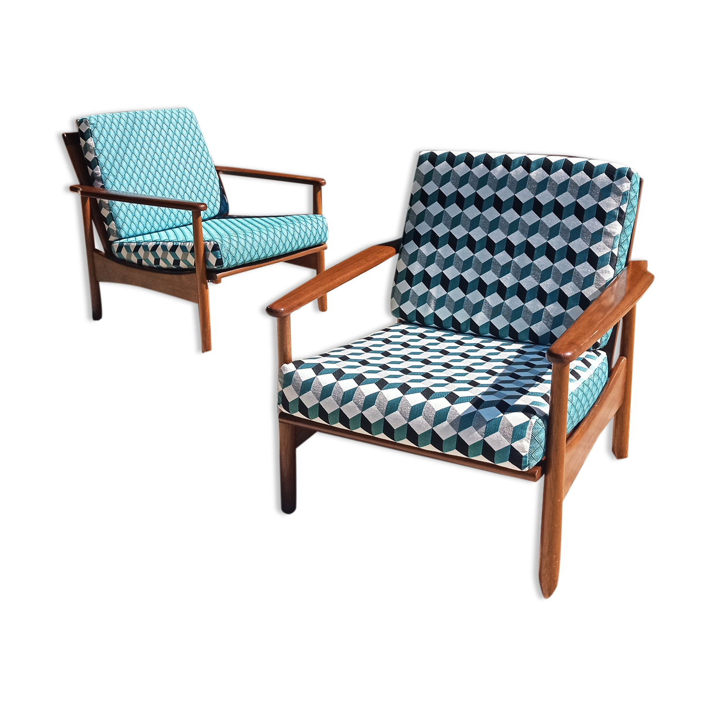 Teak armchairs