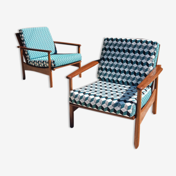 Teak armchairs