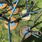 6 adjustable industrial workshop stools, 50s/60s