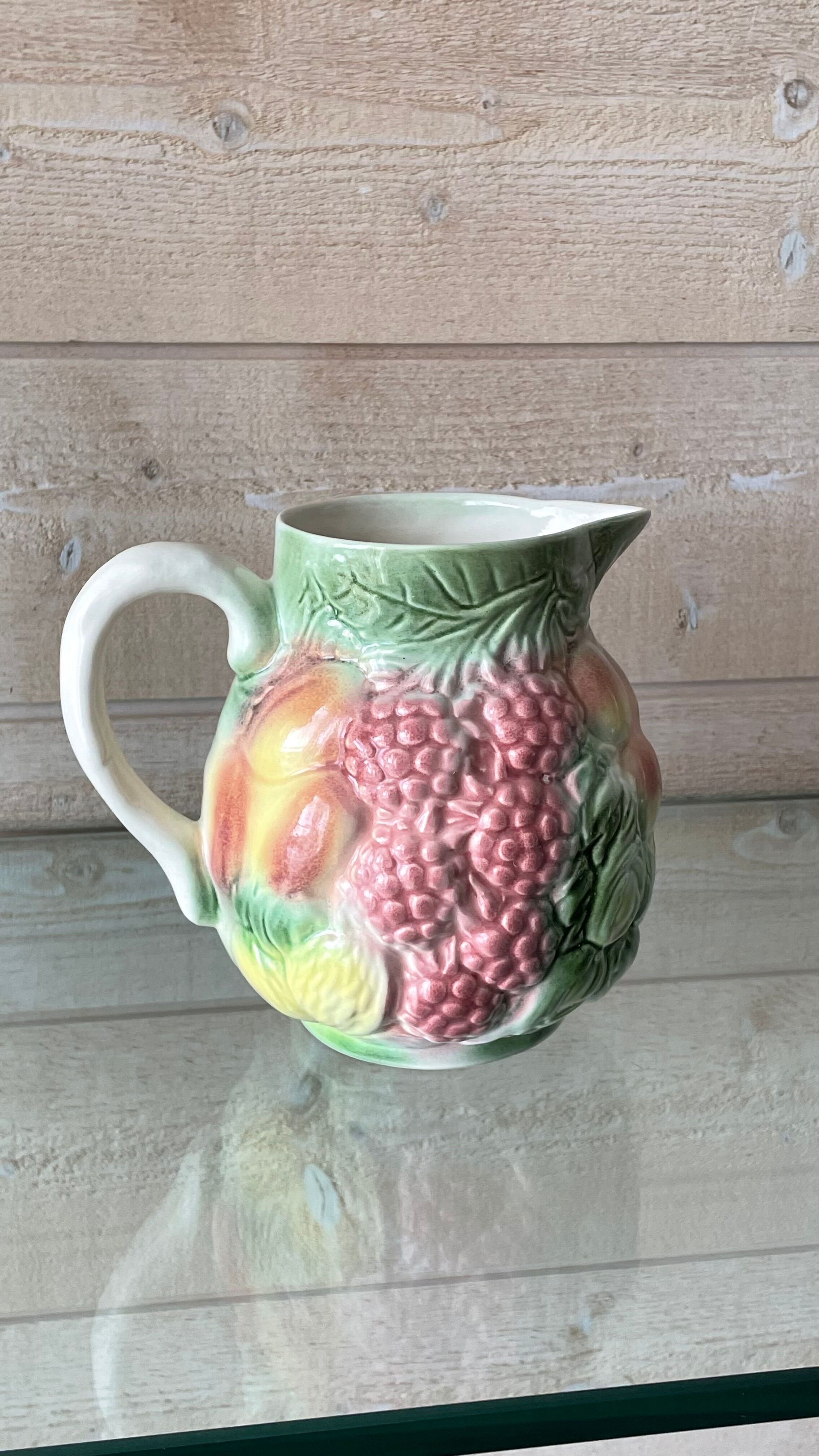 Vintage fruit slip pitcher