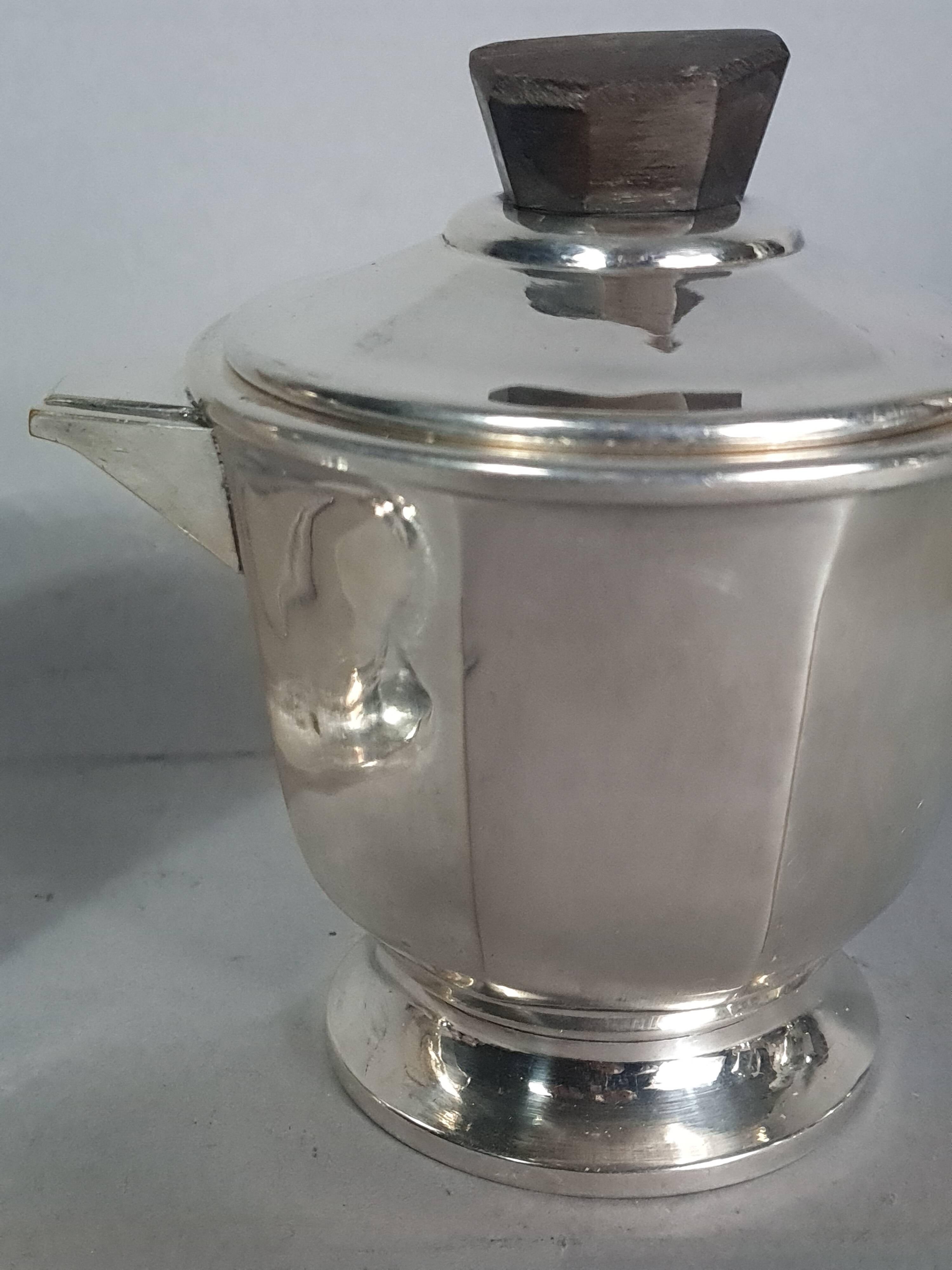 Service café & thé Art déco métal argenté et palissandre S889
