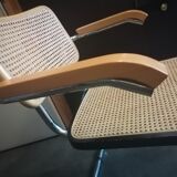 Breuer armchair with chrome tube frame and canework, 1980s Italy