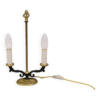 Very old Danish table lamp in brass and metal. 1930-1950s