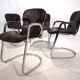 Set of four Cidue leather chrome cantilever chairs by Willy Rizzo, 1970