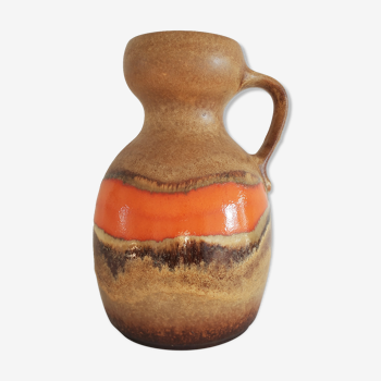 West Germany vase pitcher with red-orange enamels