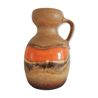 West Germany vase pitcher with red-orange enamels