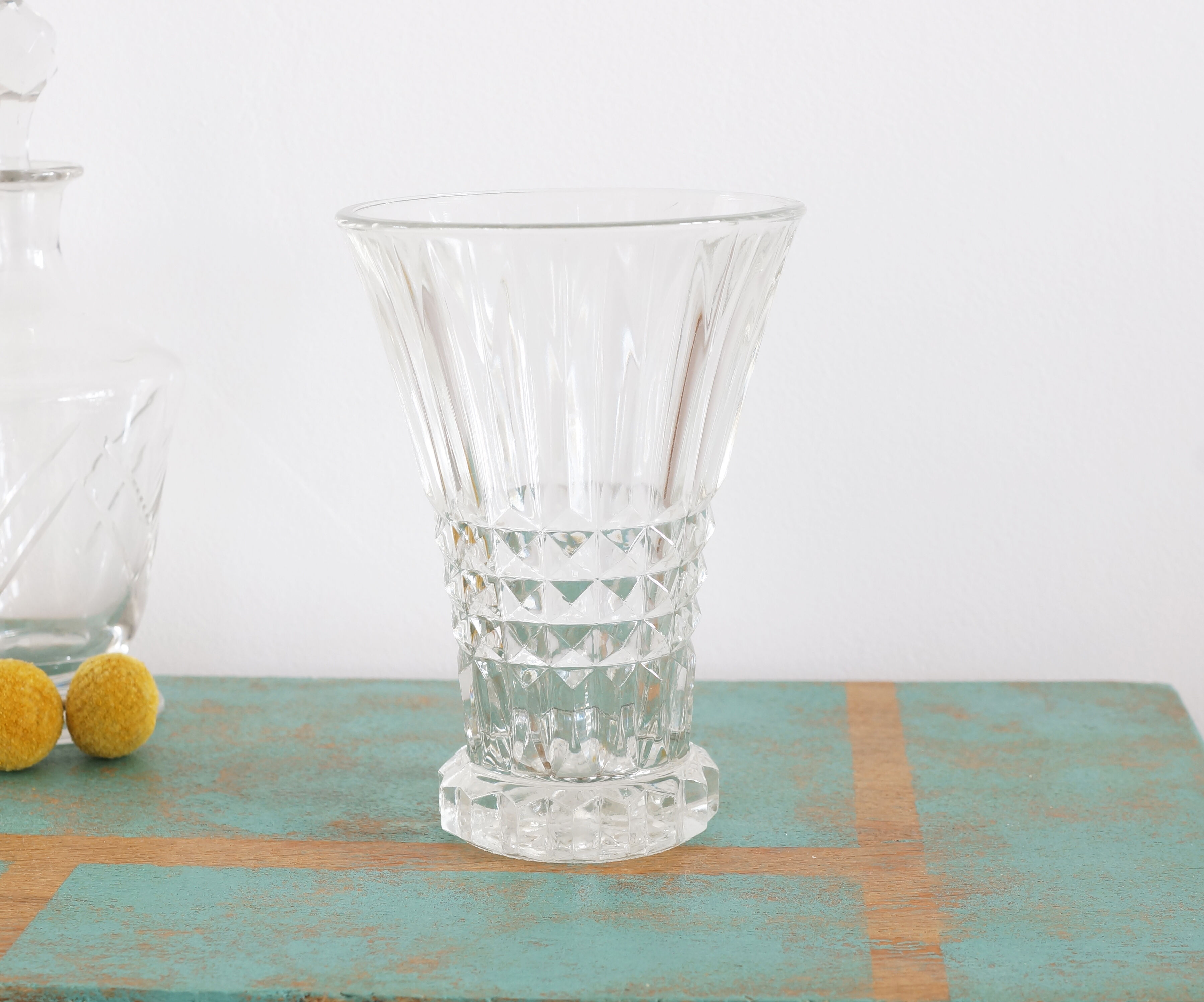 Vintage molded glass vase 50s