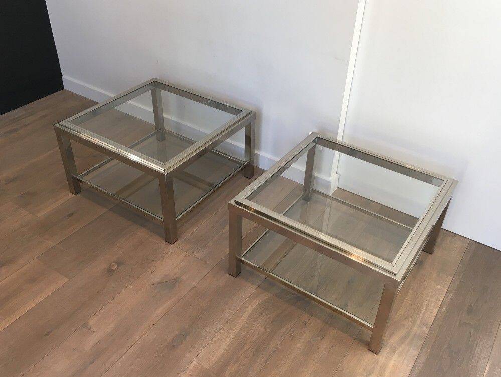 Pair of large chrome side tables