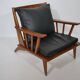 Leather Lounge Armchair Set – Teak, 1960s Mid-Century Vintage