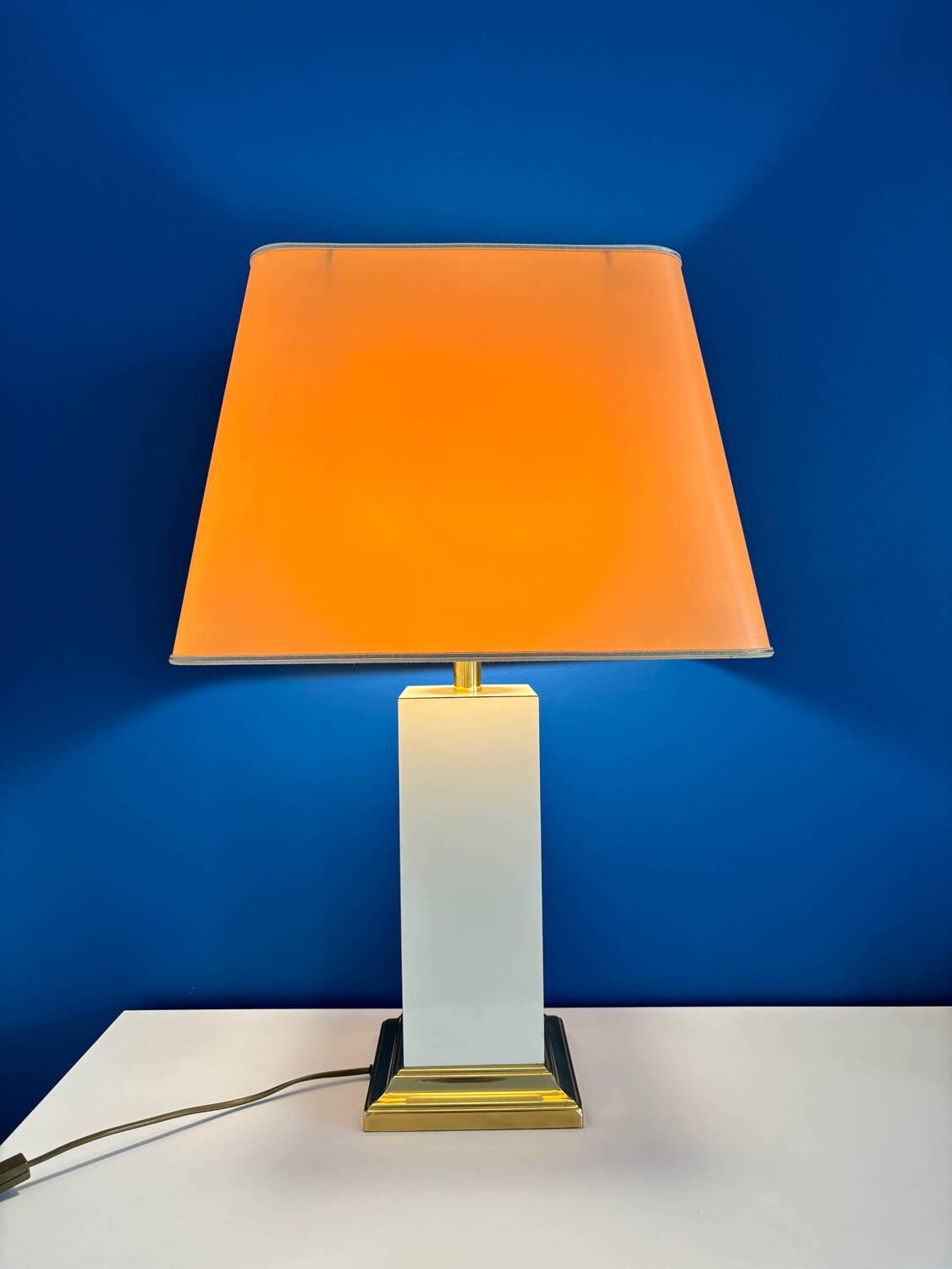 Grande lampe rectangle années 70 doré