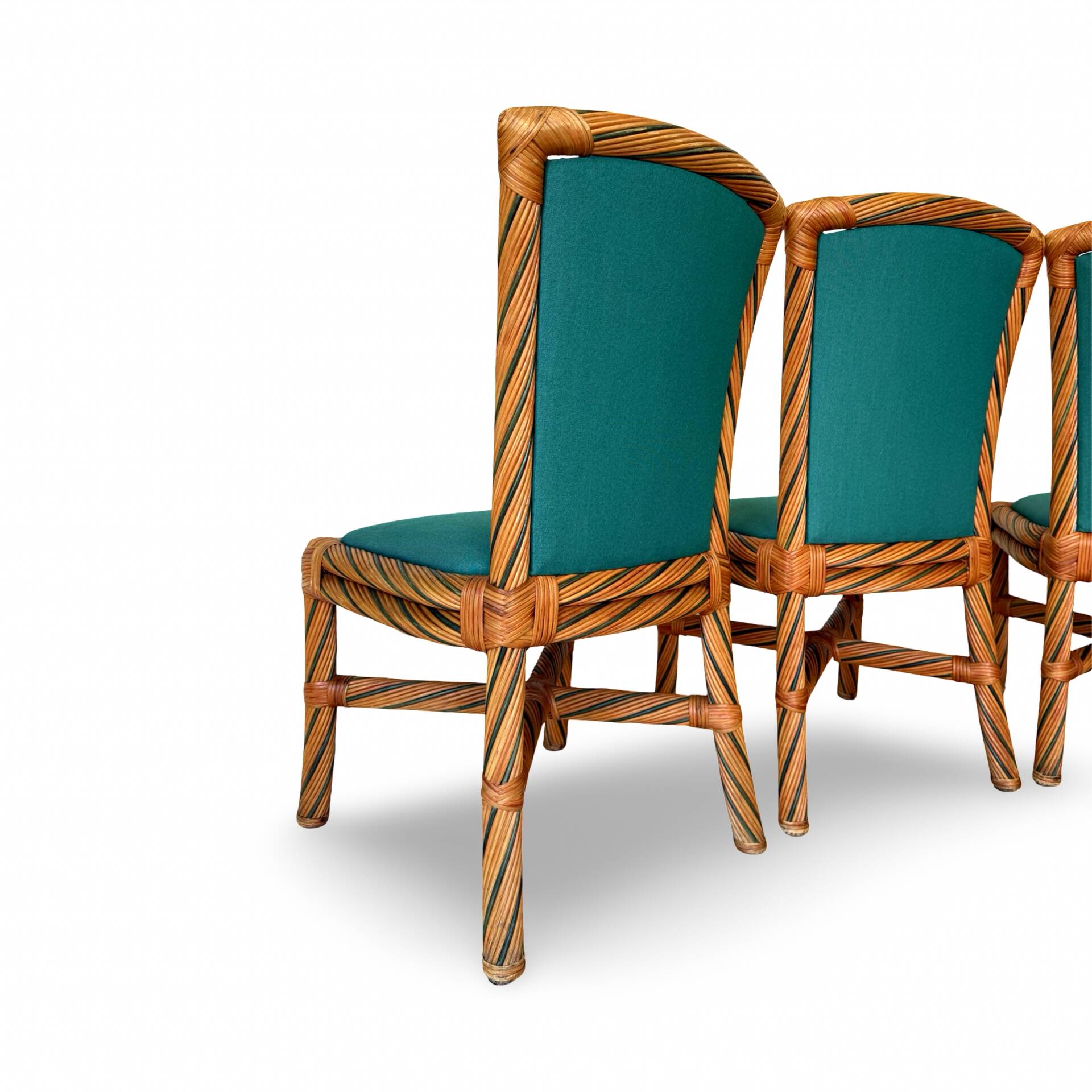 Set of six vintage bamboo and rattan dining chairs