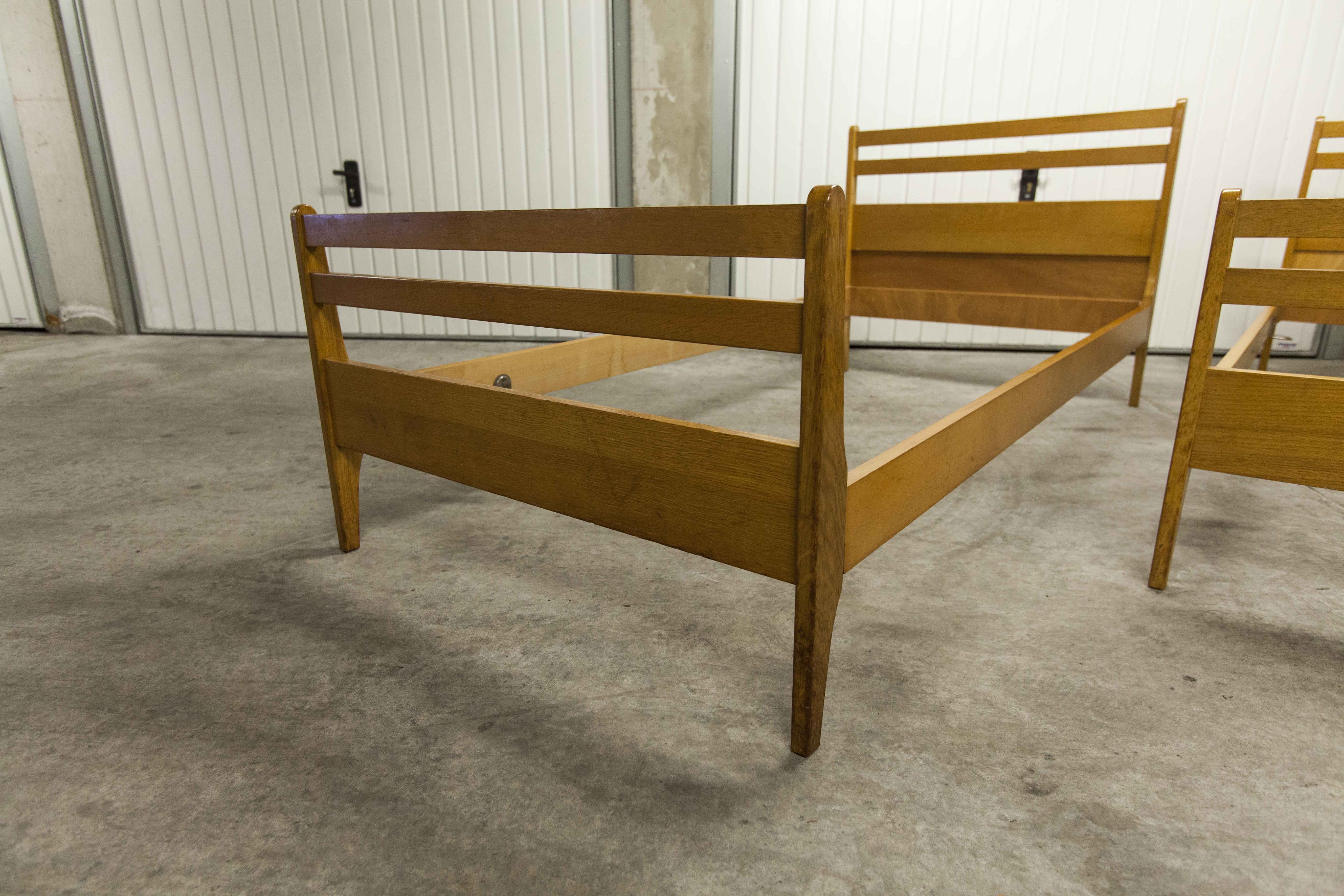 Pair of 1960 Scandinavian twin beds in solid beech