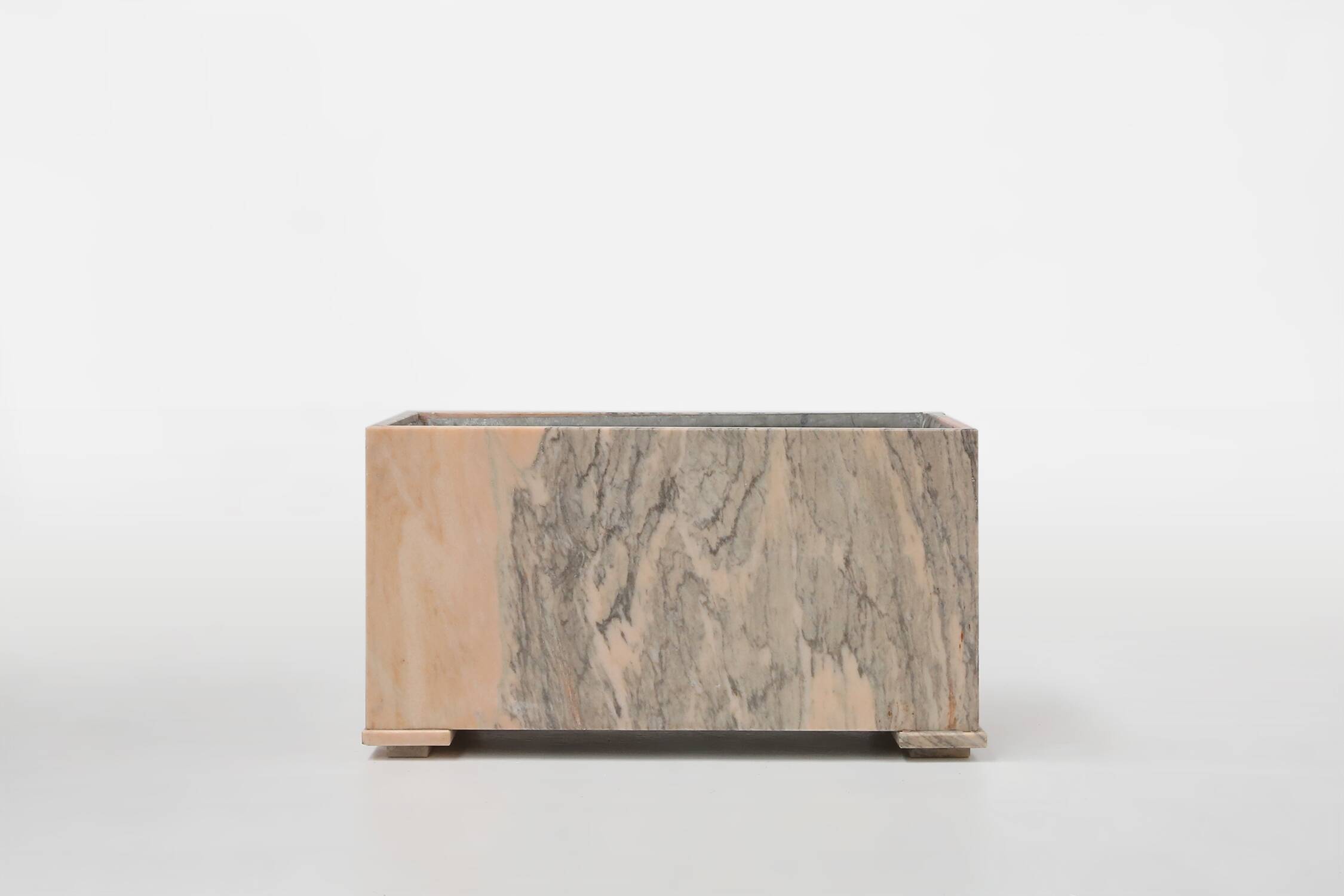 Large marble planter in pink marble, Belgium ca. 1980
