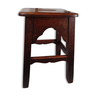 Antique handcrafted stool in solid wood – Unique piece