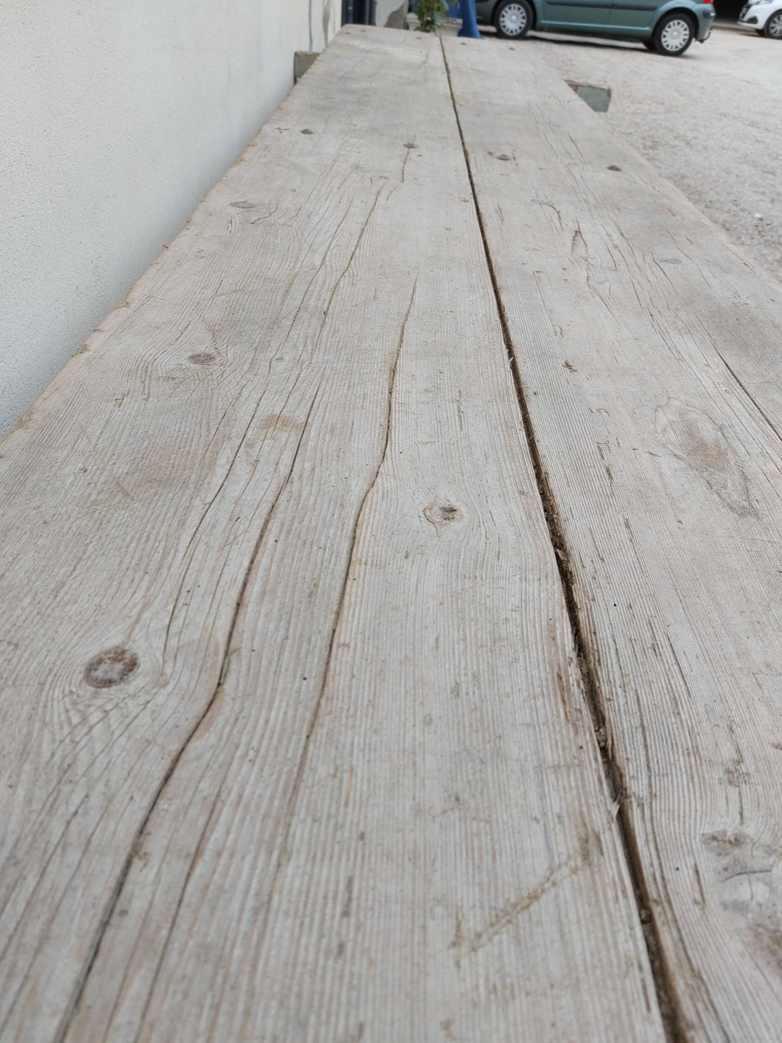Workshop table in old wood 1950 -3m50