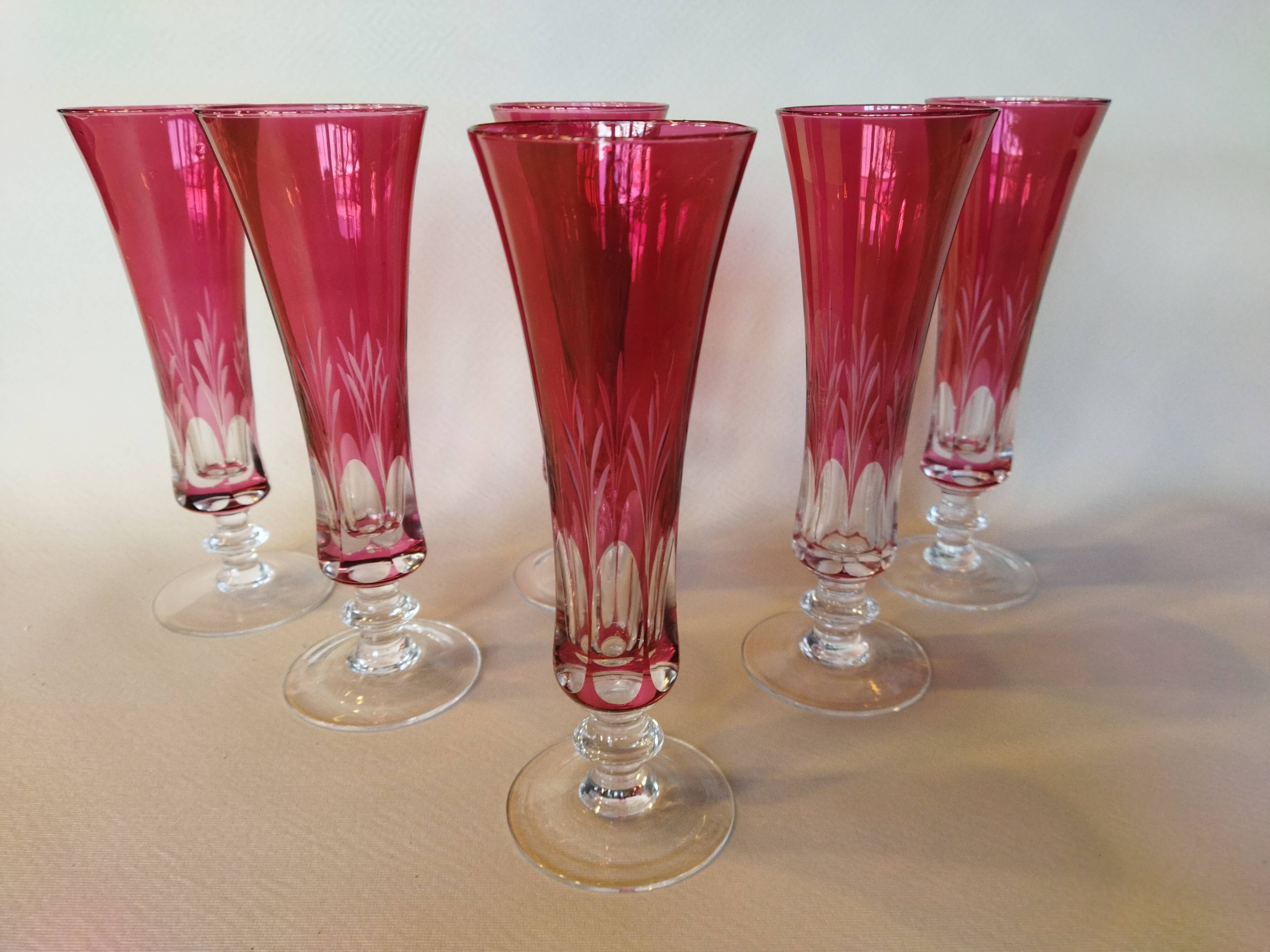 6 vintage champagne flutes