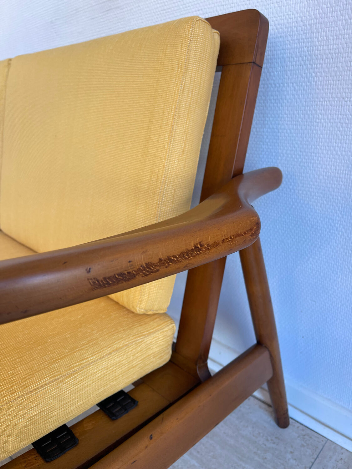 Scandinavian teak banquette for two, circa 1960.
