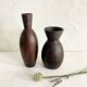 Ceramic vase painted brown (wood effect), elongated model