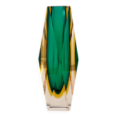 Faceted Sommerso vase from Murano in green