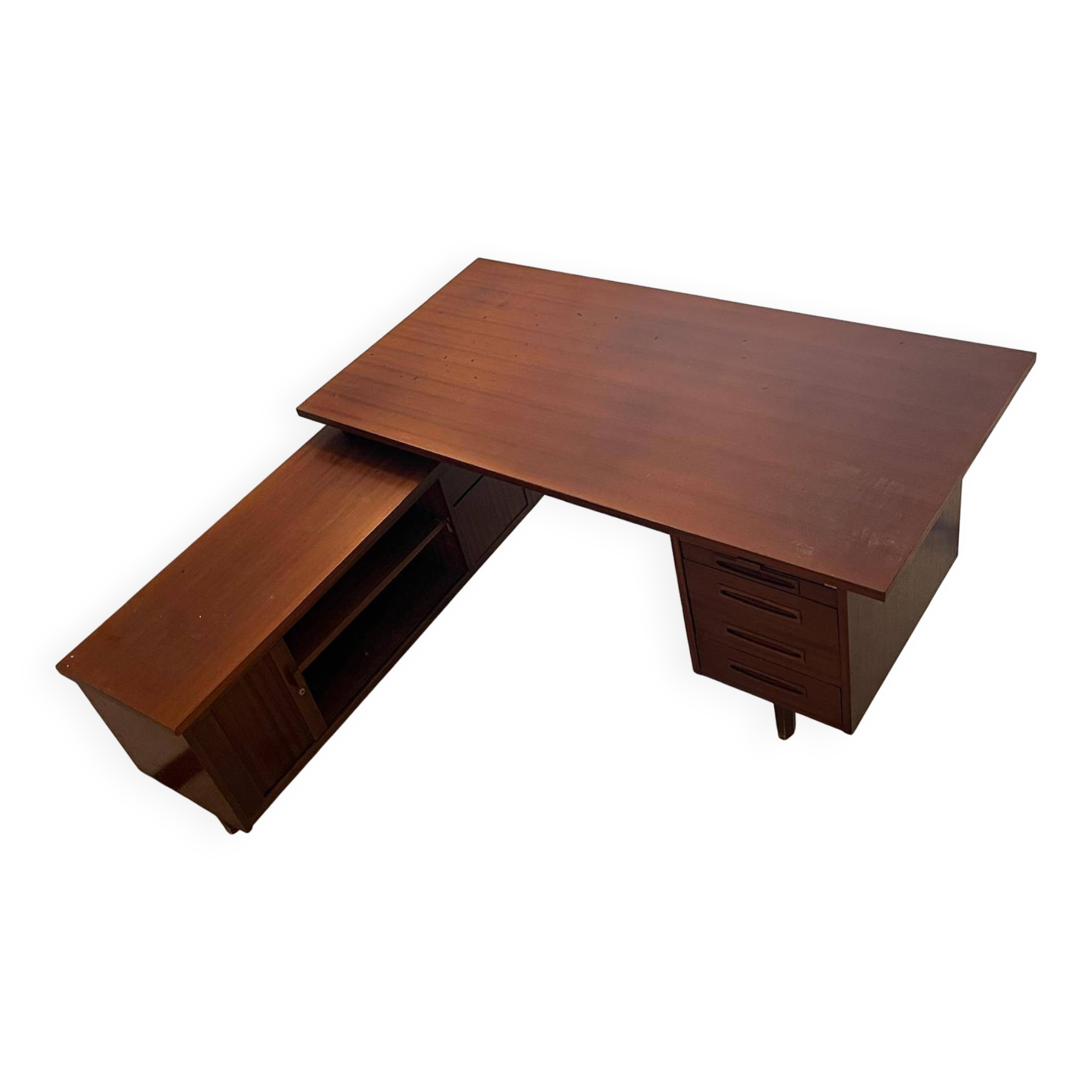 Vintage mahogany executive desk with bar.