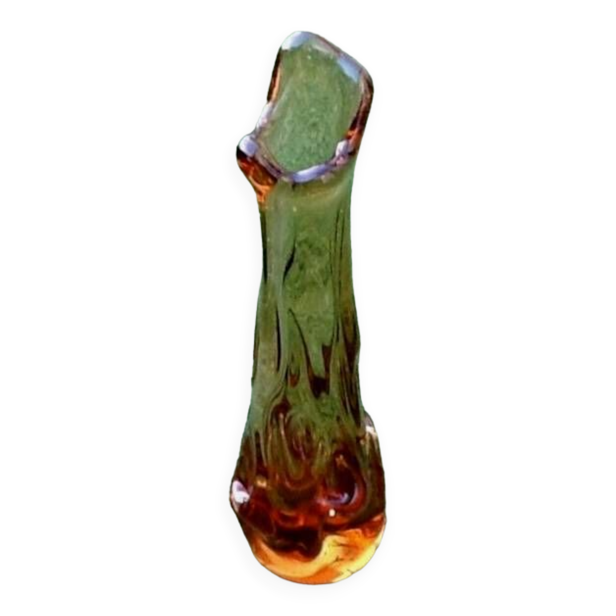 1970s Vase / Soliflore Thick colored and mouth-blown glass